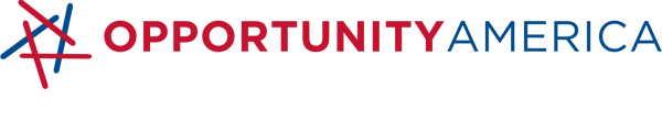 red and blue logo for Opporunity America